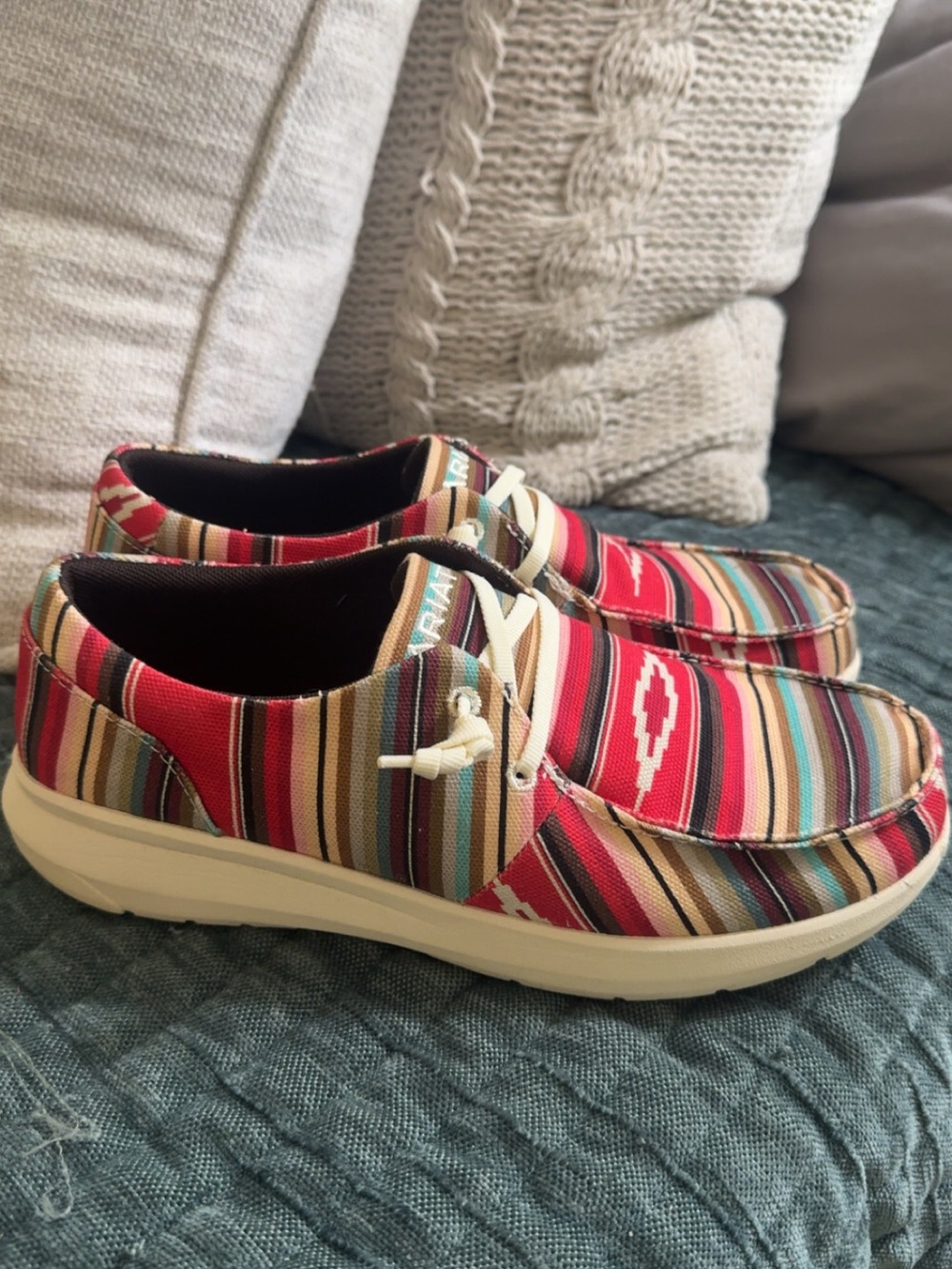 Ariat Women's Red Multi-Stripe Moccasin Slip-Ons